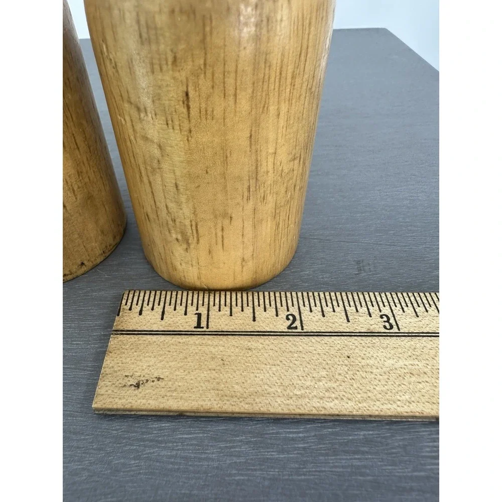 Vintage Wood Salt & Pepper Shakers Set Mid Century Modern Farmhouse Boho